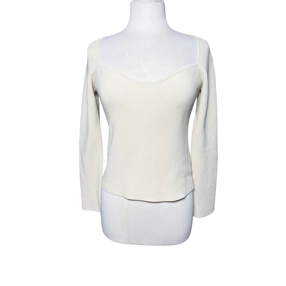 DISSH Women’s Sweeter Knit Pull On Sweetheart Neckline Cream Top